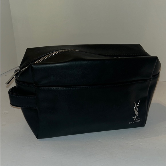 New Yves Saint Laurent Black Toiletry Bag with Silver Accents